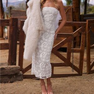 12th Tribe Strapless White Floral Dress